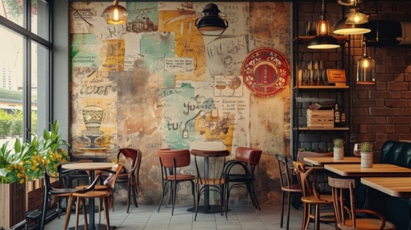 3d wallpaper Vintage coffee shop background wall Decors