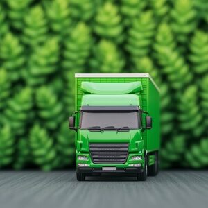 landscaping company vehicle wrapped with green background